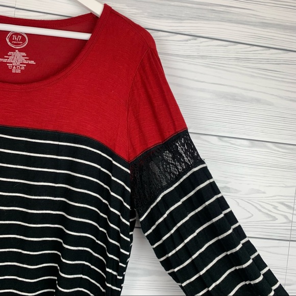 Maurices 24/7 Striped T Shirt Top Long Sleeves XL - Picture 4 of 4